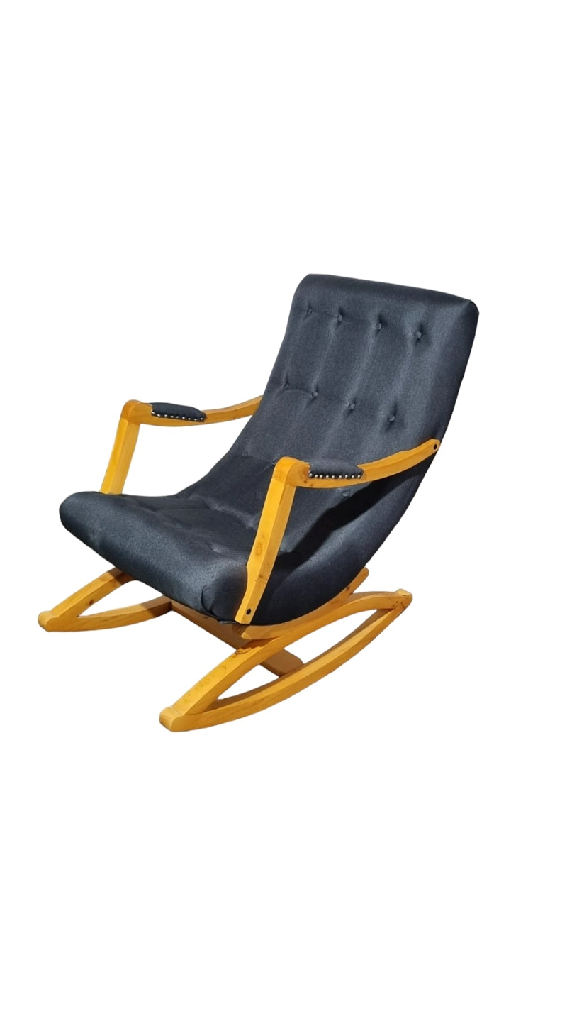 SILLA MECEDORA DISEÑOS VALESTRINI LINO GRIS CON APOYA BRAZO OSCURO - 4