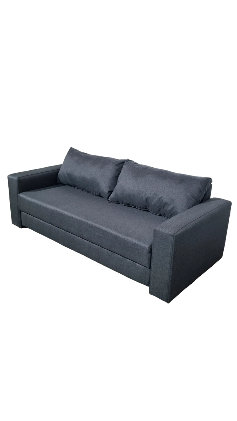 SOFÁ DISEÑOS VALESTRINI 2 CUERPOS LINO GRIS CAMA MULTIFUNCIONAL - 1