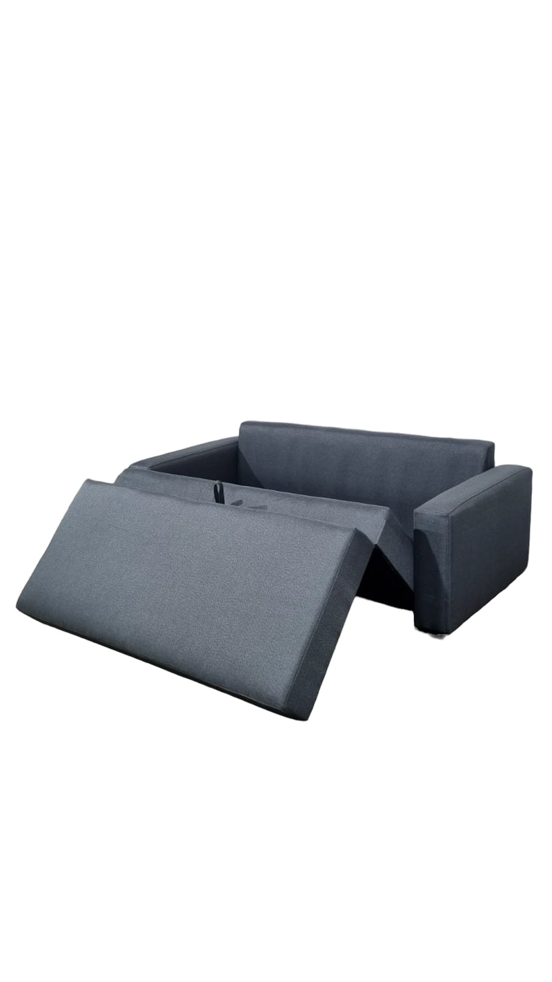 SOFÁ DISEÑOS VALESTRINI 2 CUERPOS LINO GRIS CAMA MULTIFUNCIONAL - 2
