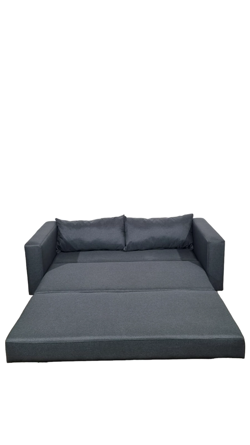 SOFÁ DISEÑOS VALESTRINI 2 CUERPOS LINO GRIS CAMA MULTIFUNCIONAL - 3
