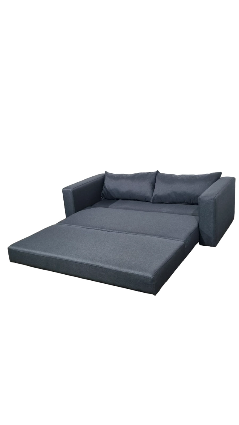 SOFÁ DISEÑOS VALESTRINI 2 CUERPOS LINO GRIS CAMA MULTIFUNCIONAL - 4