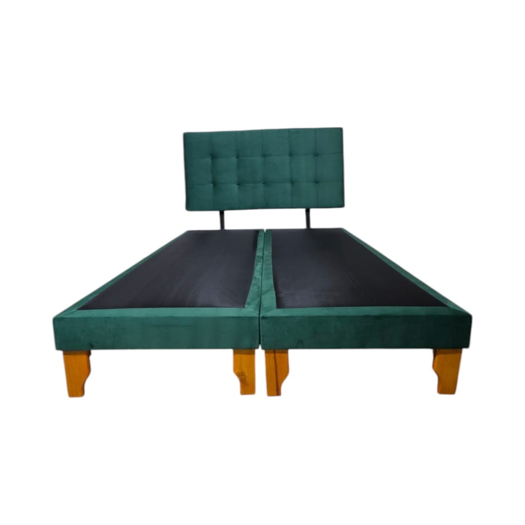 CAMA KING FELPA VERDE OSCURO - 1