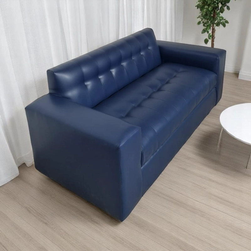 SOFA DOS CUERPOS ECOCUERO AZUL - 4