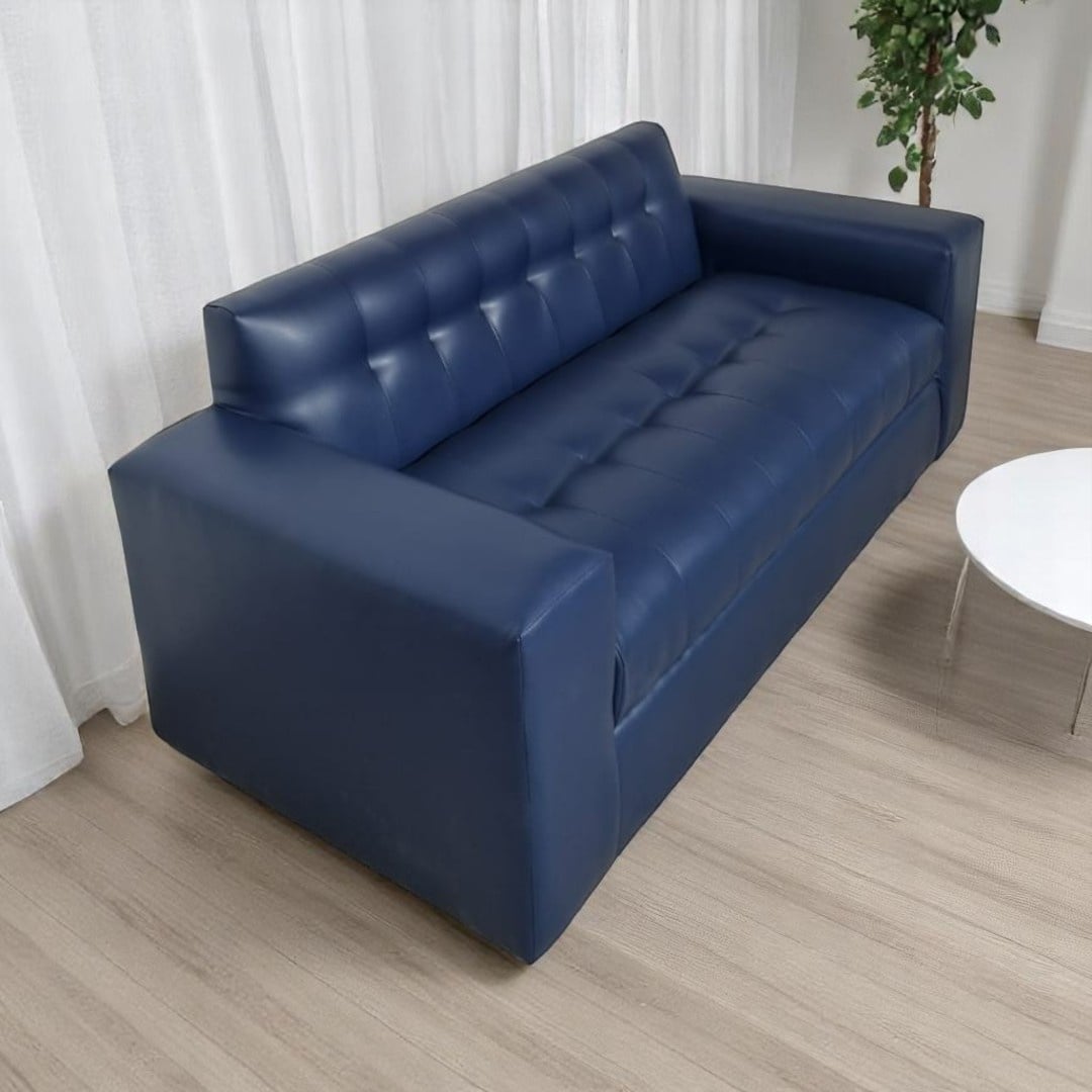 SOFA DOS CUERPOS ECOCUERO AZUL - 4