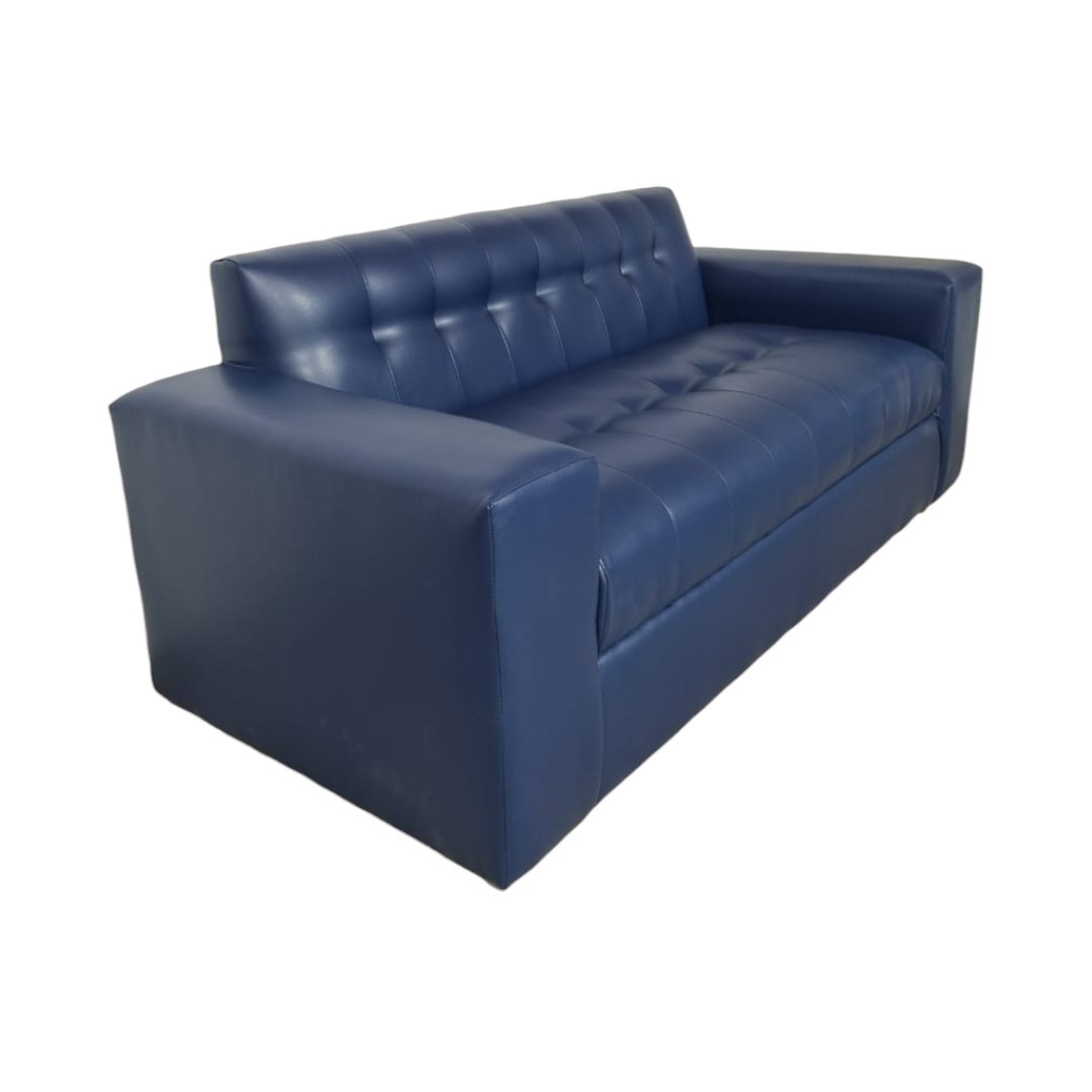 SOFA TRES CUERPOS ECOCUERO AZUL - 1