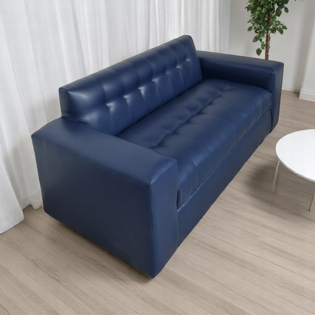 SOFA TRES CUERPOS ECOCUERO AZUL - 4