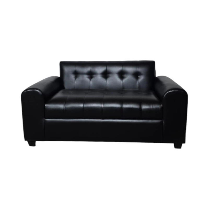 SOFA DOS CUERPOS BRAZO REDONDO ECOCUERO NEGRO - 1