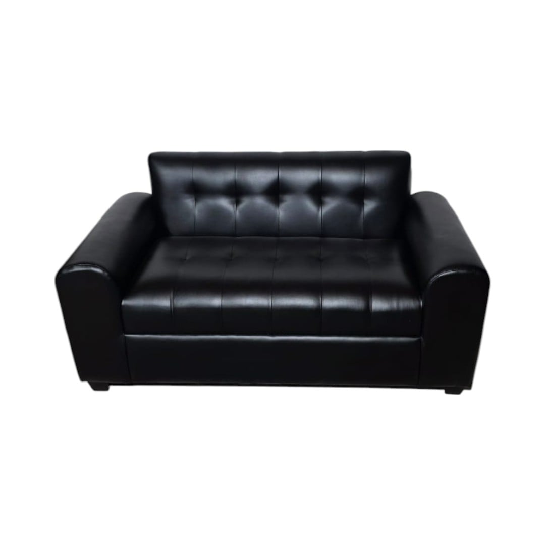 SOFA DOS CUERPOS BRAZO REDONDO ECOCUERO NEGRO - 3