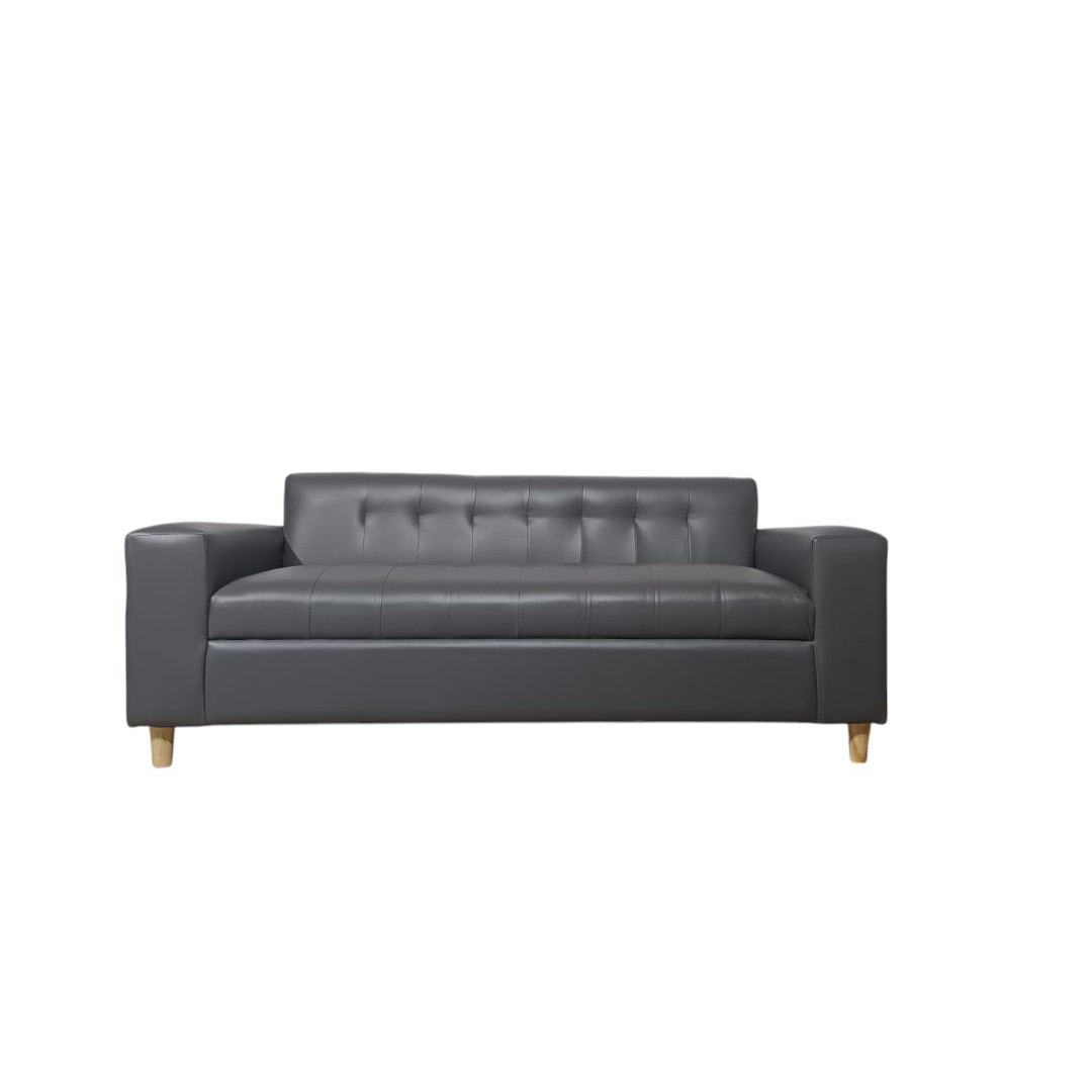 SOFA TRES CUERPOS ECOCUERO GRIS - 1