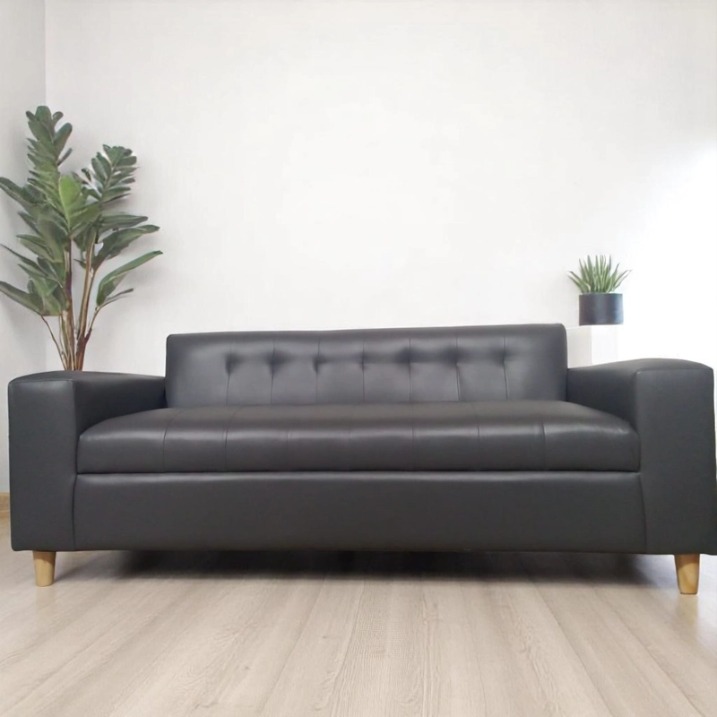 SOFA DOS CUERPOS ECOCUERO GRIS - 3