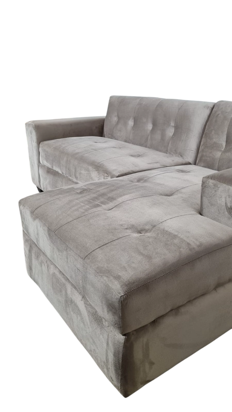 SOFA SECCIONAL FELPA BEIGE DIVAN DERECHO - 3