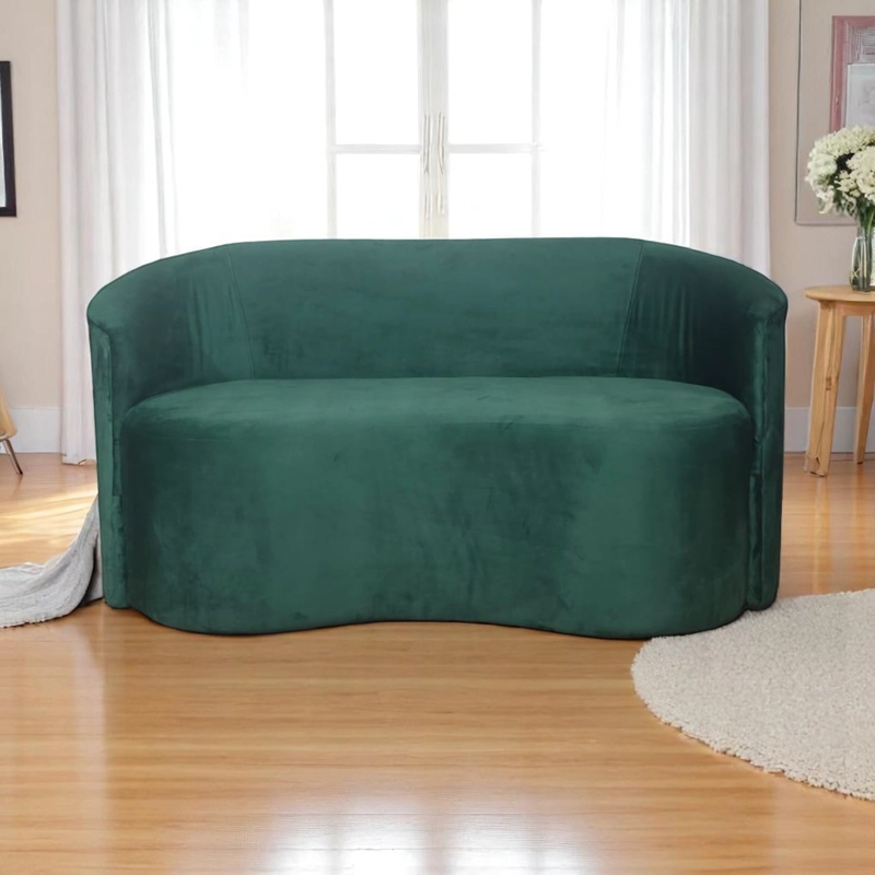 SOFA CURVO FELPA VERDE OSCURO - 4