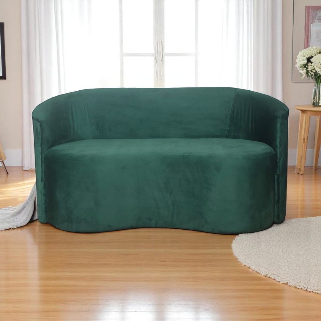 SOFA CURVO FELPA VERDE OSCURO - 4