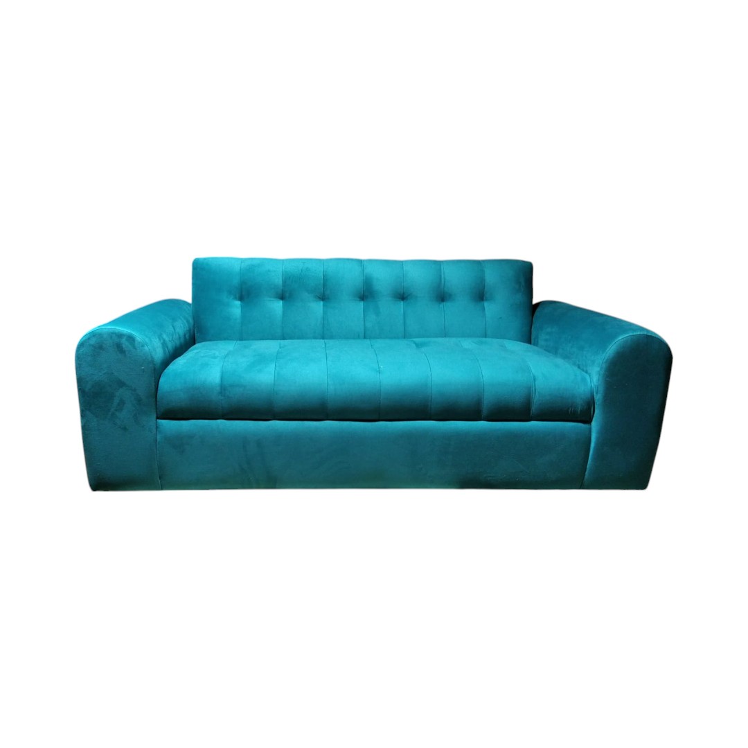 SOFA TRES CUERPOS BRAZO REDONDO FELPA TURQUESA - 3