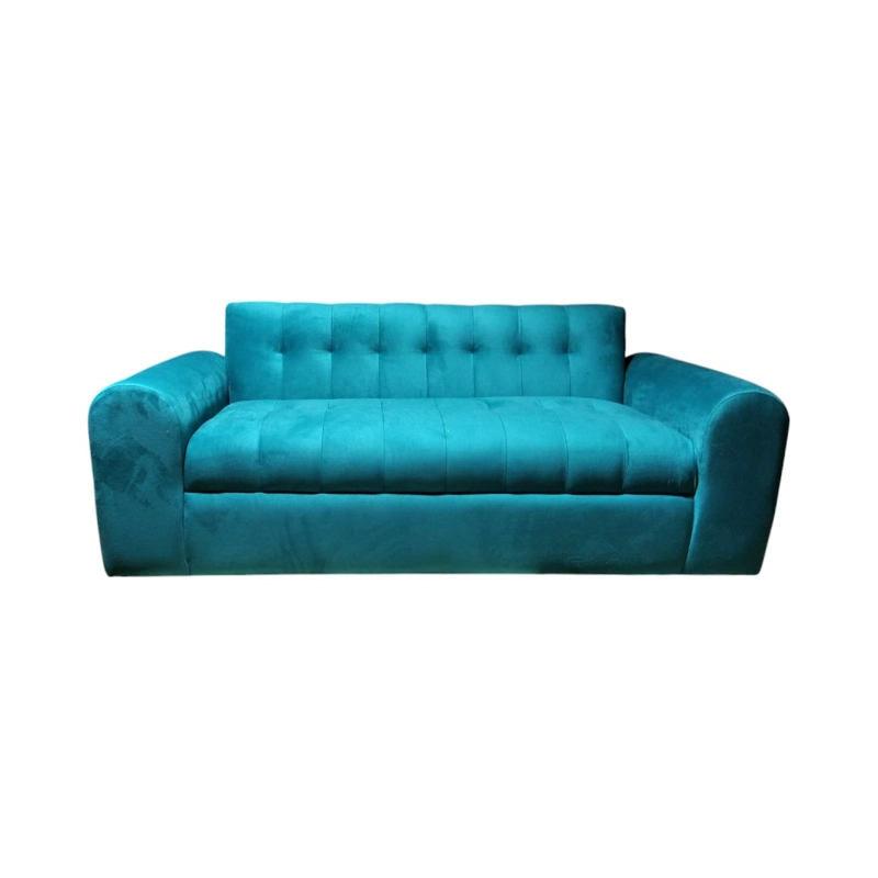 SOFA DOS CUERPOS BRAZO REDONDO FELPA TURQUESA - 1