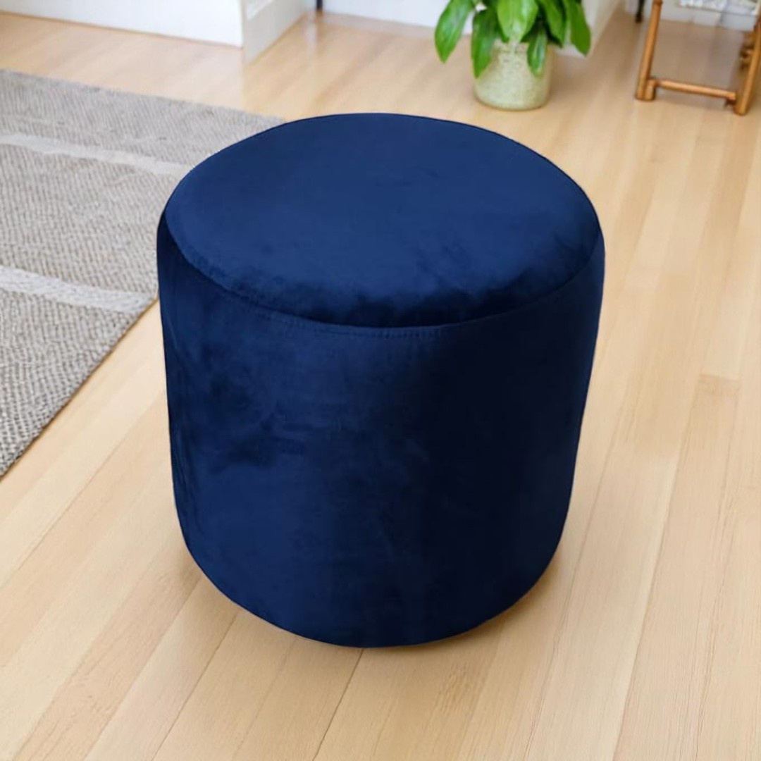 POUF REDONDO FELPA AZUL MARINO - 3