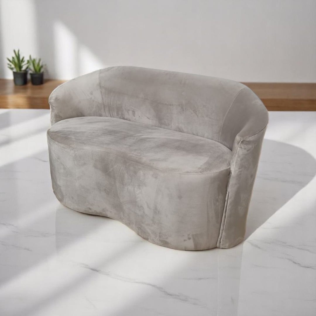 SOFA CURVO FELPA BEIGE - 4