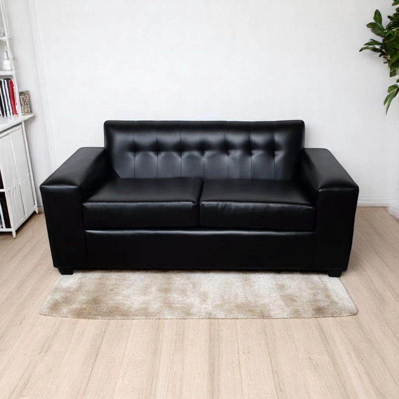 SOFA AMERICA DOS CUERPOS ECOCUERO NEGRO - 5