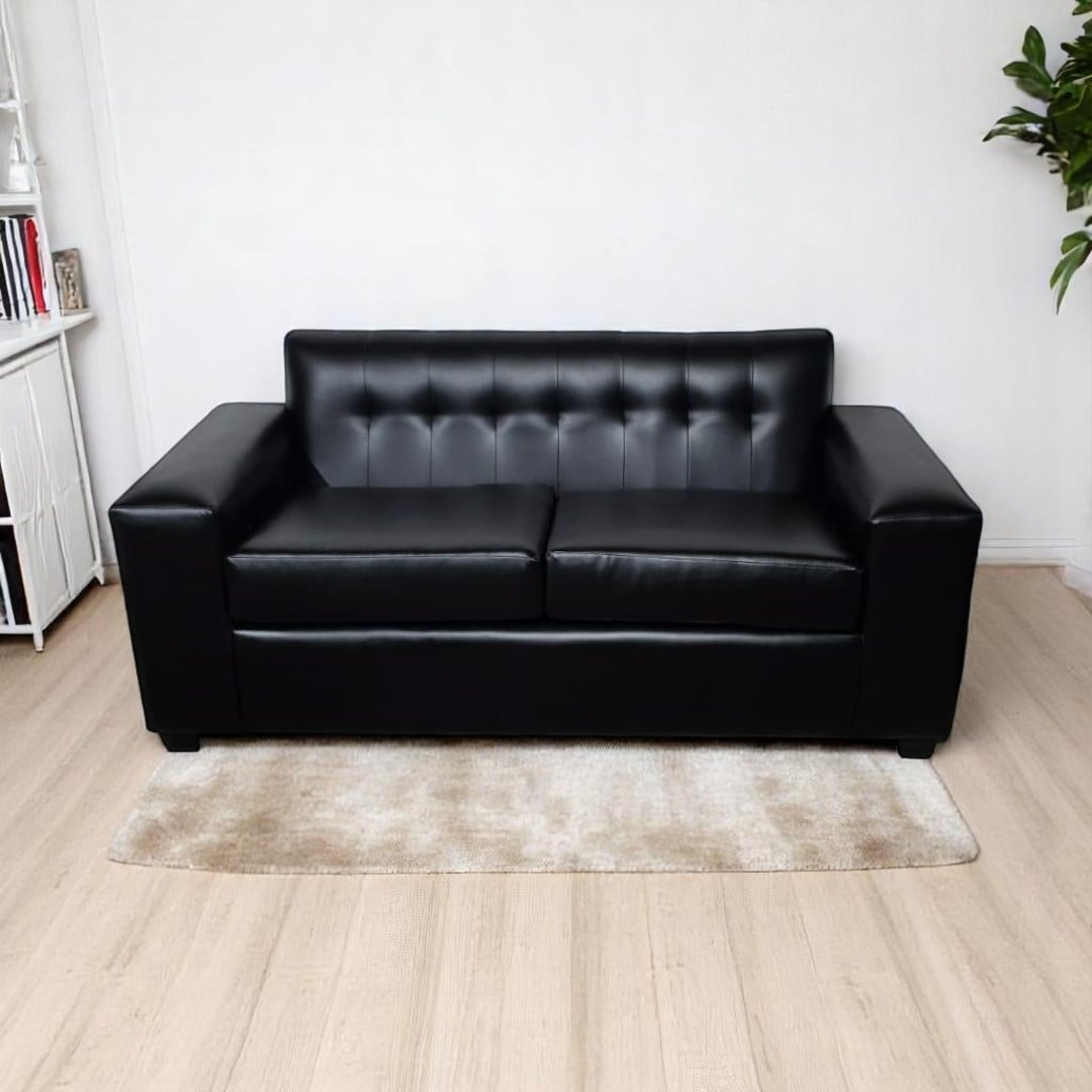 SOFA AMERICA TRES CUERPOS ECOCUERO NEGRO - 3