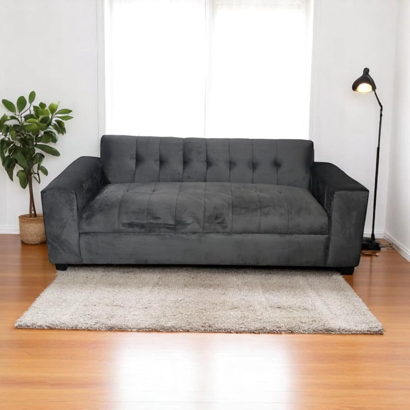 SOFA DOS CUERPOS FELPA GRIS OSCURO - 4