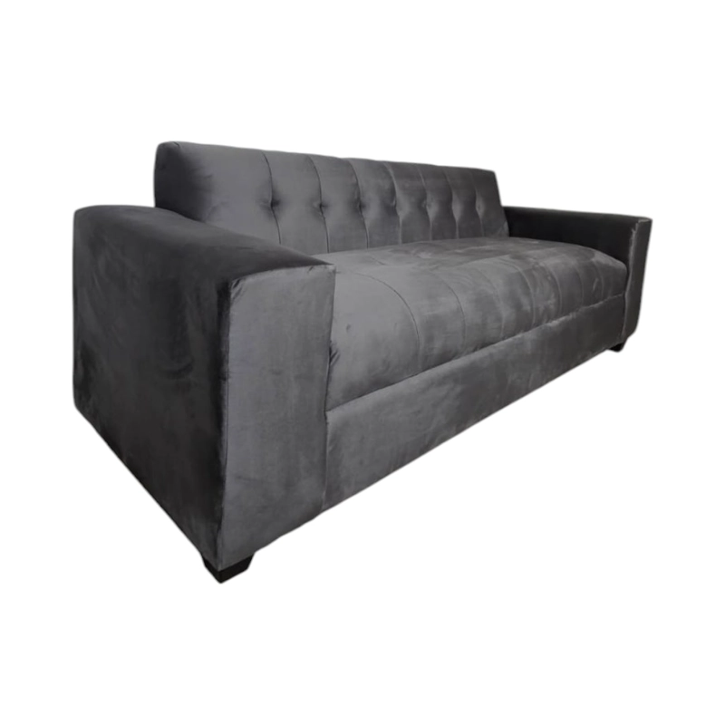 SOFA TRES CUERPOS FELPA GRIS OSCURO - 1