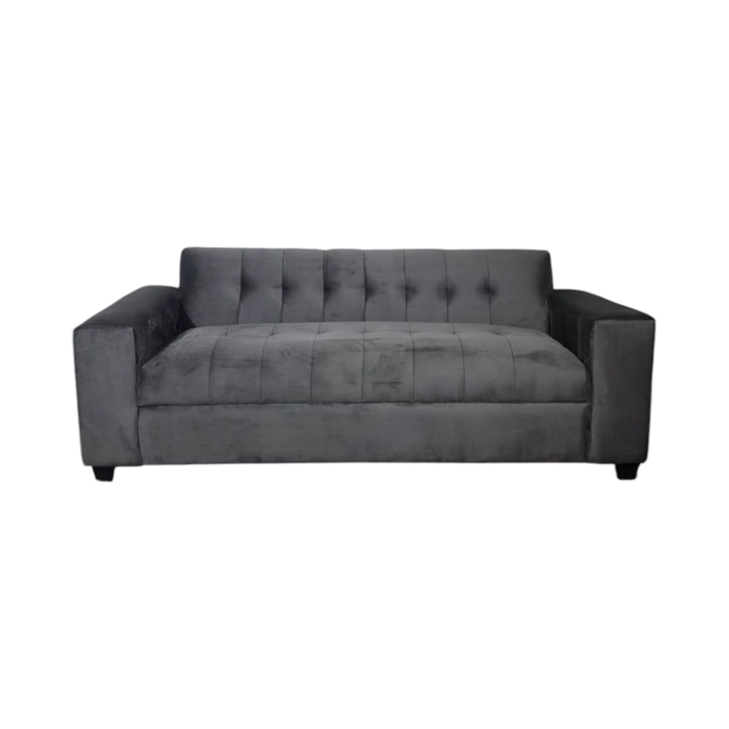 SOFA TRES CUERPOS FELPA GRIS OSCURO - 2