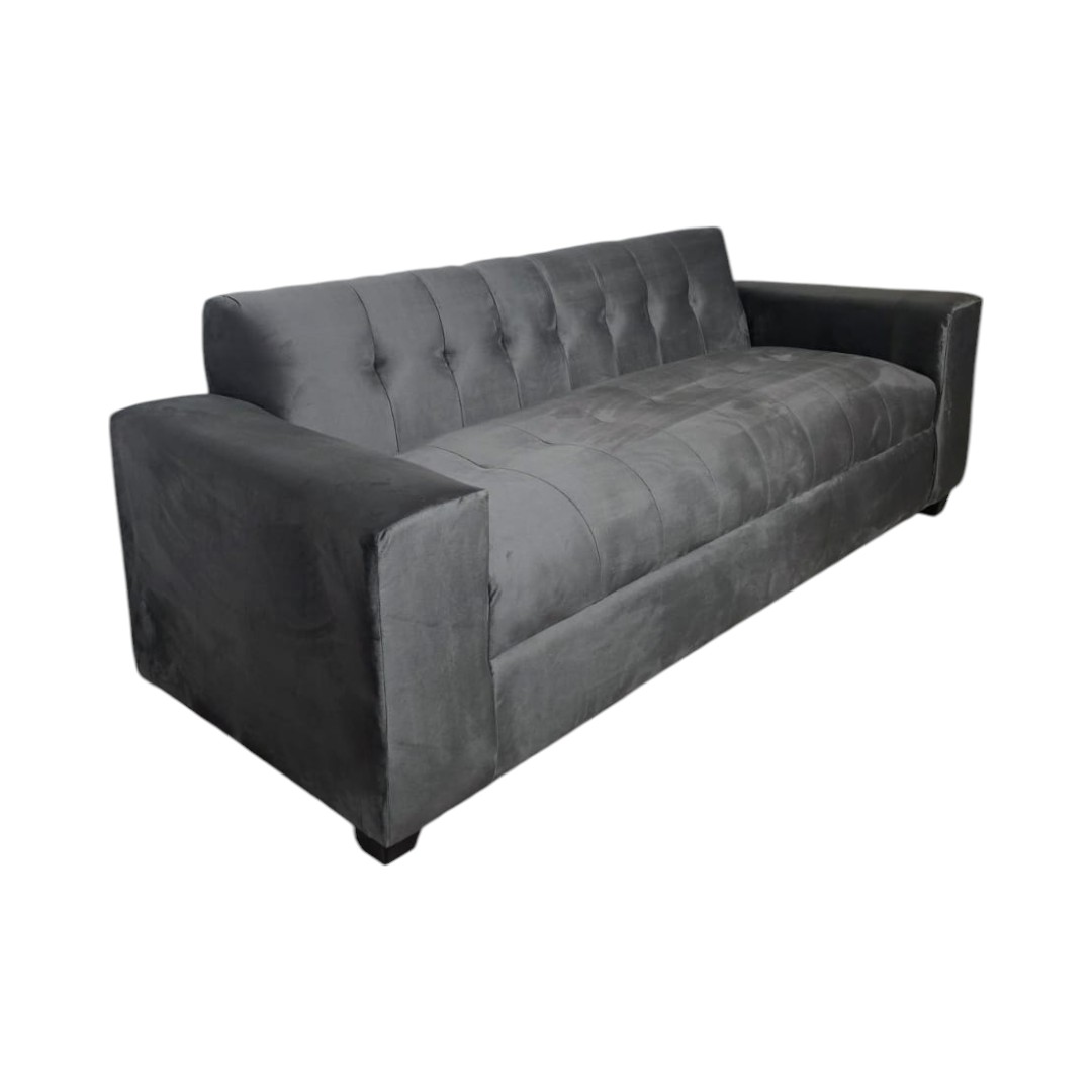 SOFA TRES CUERPOS FELPA GRIS OSCURO - 3