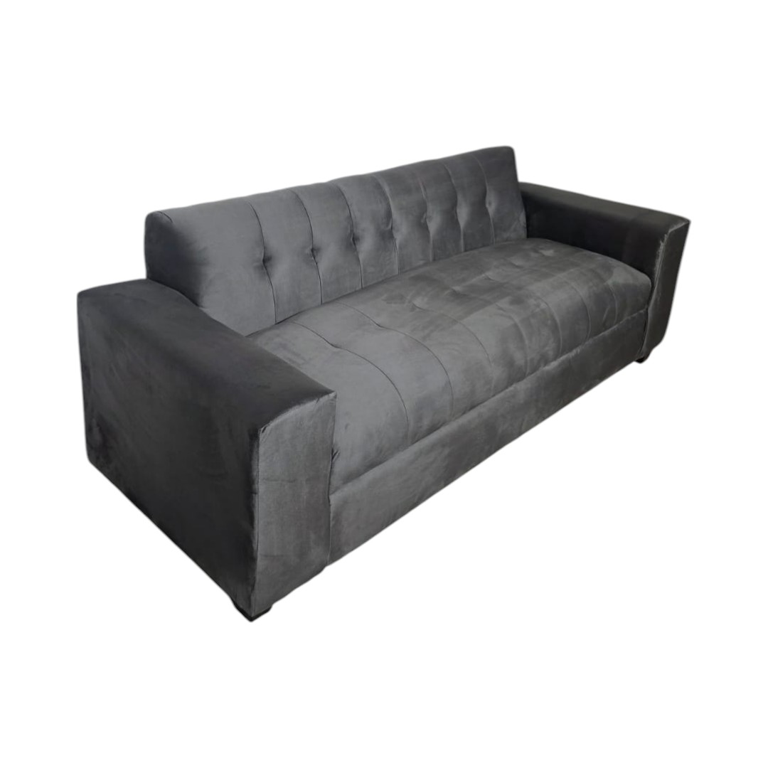 SOFA TRES CUERPOS FELPA GRIS OSCURO - 5