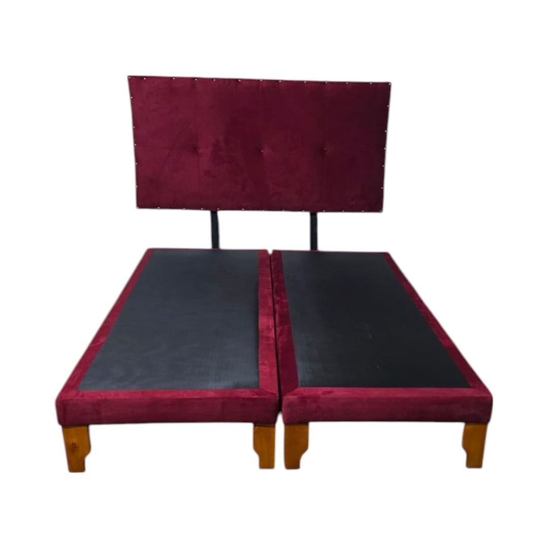 CAMA EUROPEA DOS PLAZAS FELPA BURDEO - 1