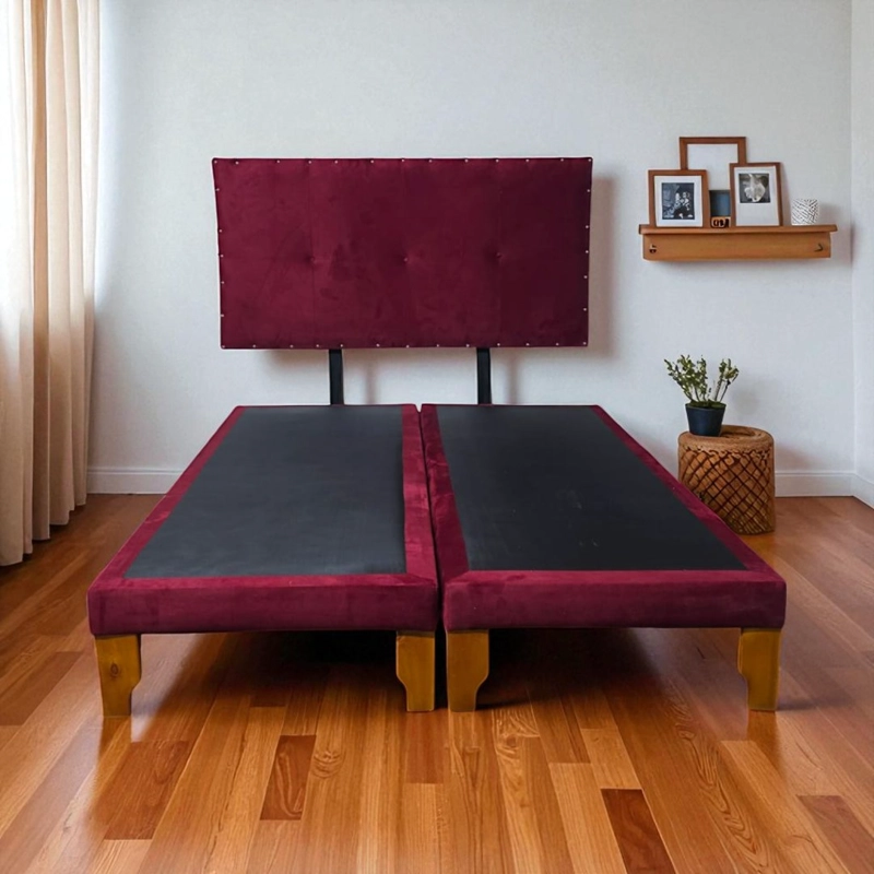 CAMA EUROPEA DOS PLAZAS FELPA BURDEO - 5