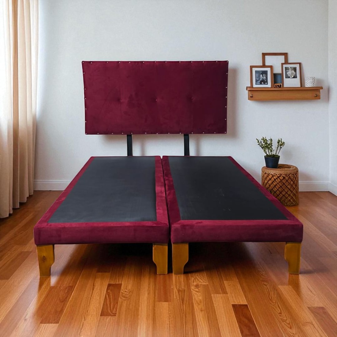 CAMA EUROPEA DOS PLAZAS FELPA BURDEO - 5