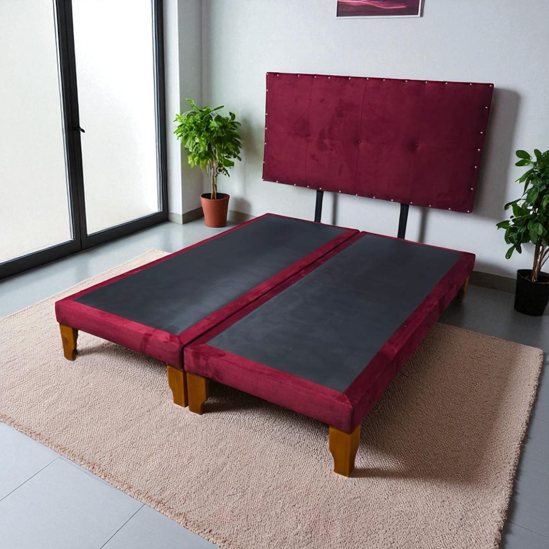 CAMA EUROPEA DOS PLAZAS FELPA BURDEO - 6