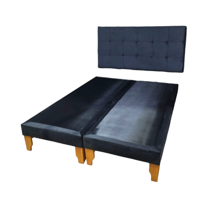 CAMA DOS PLAZAS FELPA NEGRA - 2