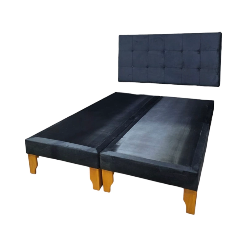 CAMA DOS PLAZAS FELPA NEGRA - 4