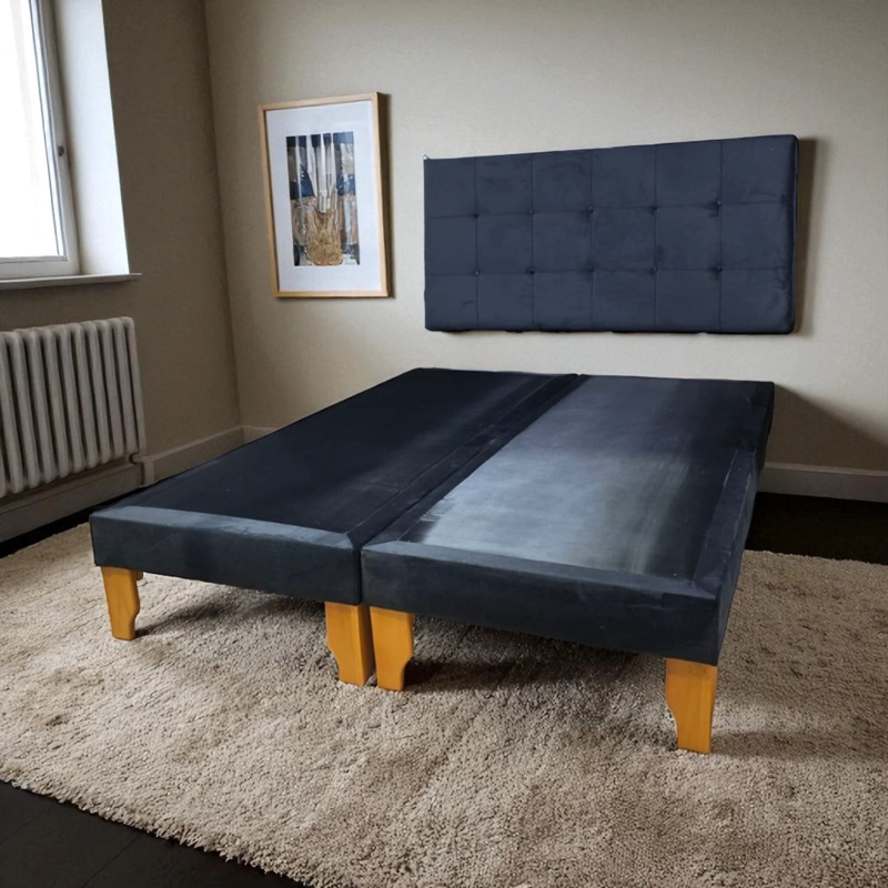 CAMA DOS PLAZAS FELPA NEGRA - 5