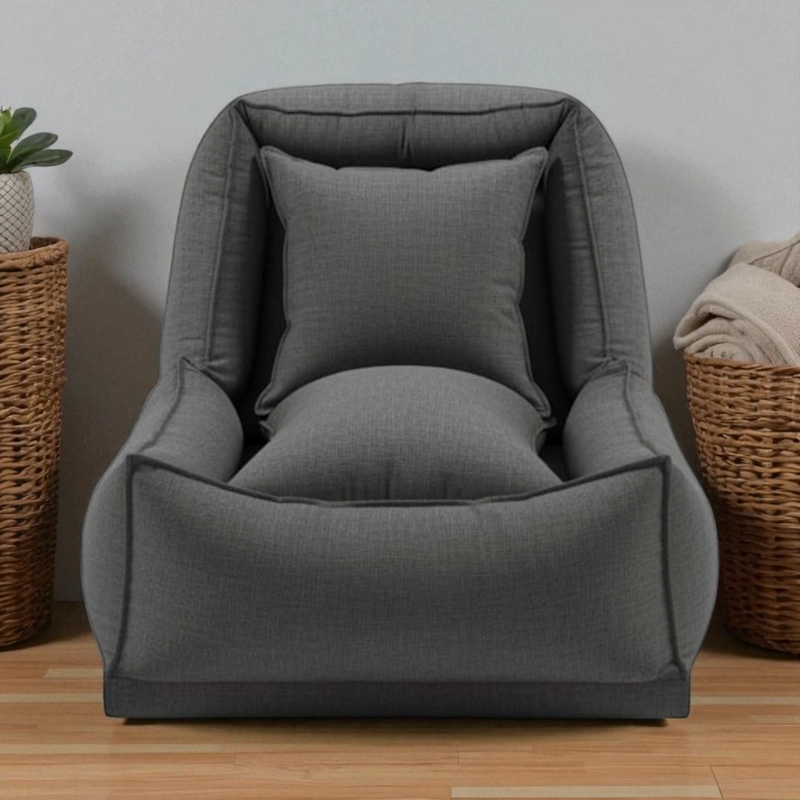 POUF BED LINO GRIS OSCURO SOFA CAMA - 2