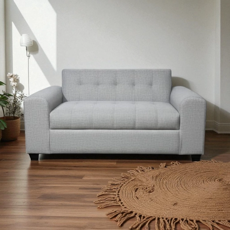 SOFA DOS CUERPOS BRAZO REDONDO LINO GRIS CLARO - 2