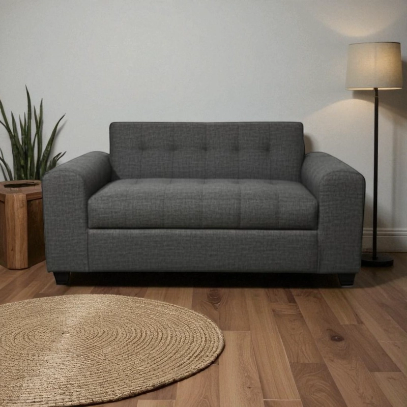 SOFA DOS CUERPOS BRAZO REDONDO LINO GRIS OSCURO - 2