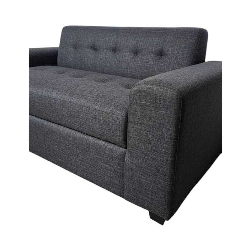 SOFA DOS CUERPOS BRAZO REDONDO LINO GRIS OSCURO - 4