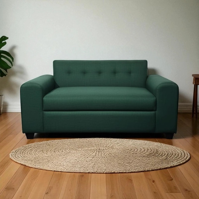SOFA DOS CUERPOS BRAZO REDONDO LINO VERDE - 2