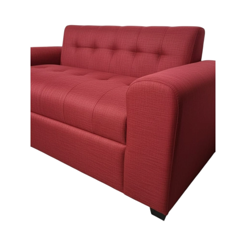 SOFA DOS CUERPOS BRAZO REDONDO LINO ROJO - 4