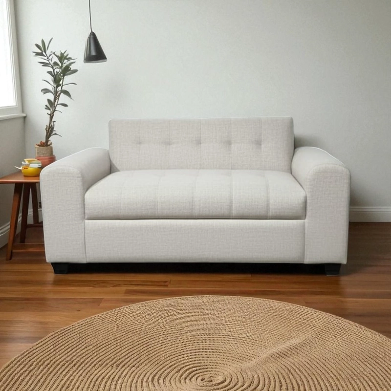 SOFA DOS CUERPOS BRAZO REDONDO LINO CRUDO - 2