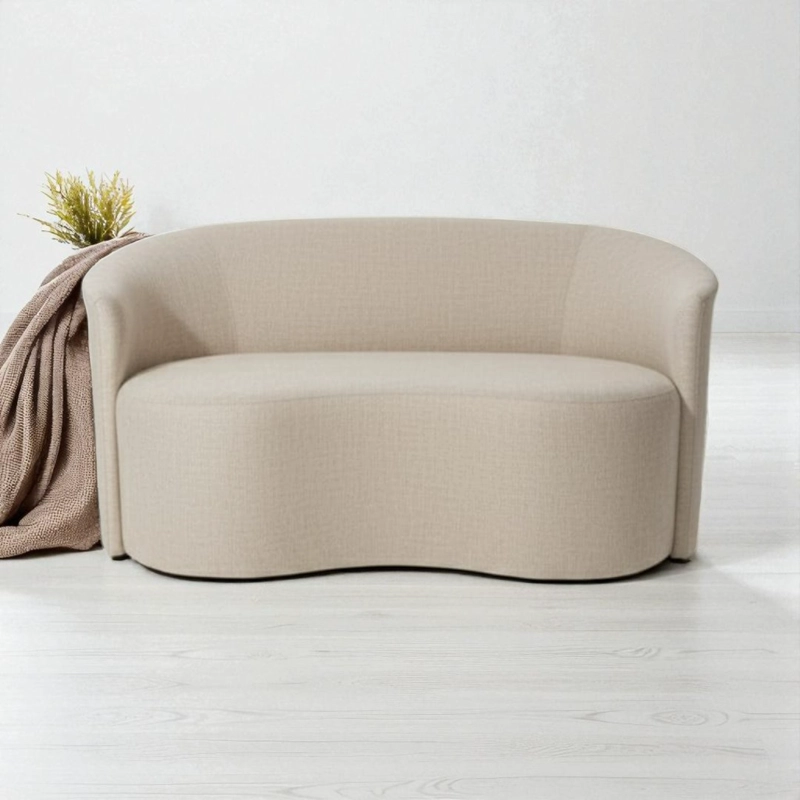 SOFA CURVO EN LINO BEIGE - 2