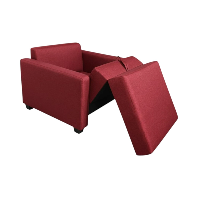 SOFA CAMA MULTIFUNCIONAL UN CUERPO LINO ROJO - 1