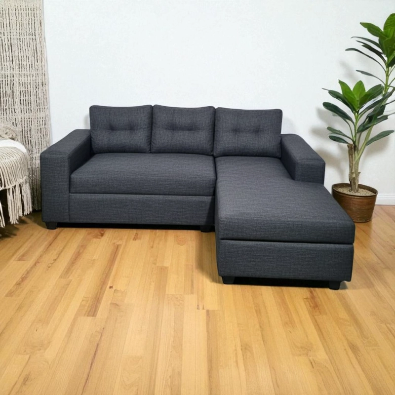 SOFA SECCIONAL KRISTINA LINO GRIS OSCURO DIVAN DERECHO - 2