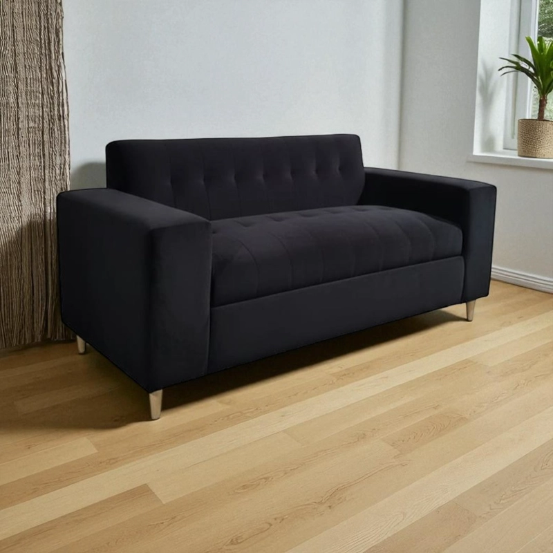 SOFA DOS CUERPOS FELPA NEGRA - 1
