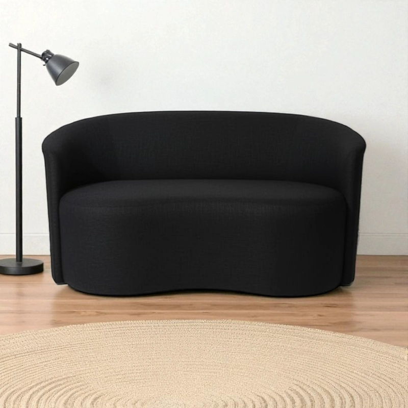 SOFA CURVO EN LINO NEGRO - 2