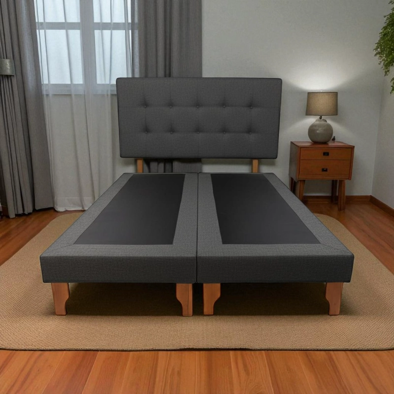 CAMA DOS PLAZAS LINO GRIS OSCURO - 2
