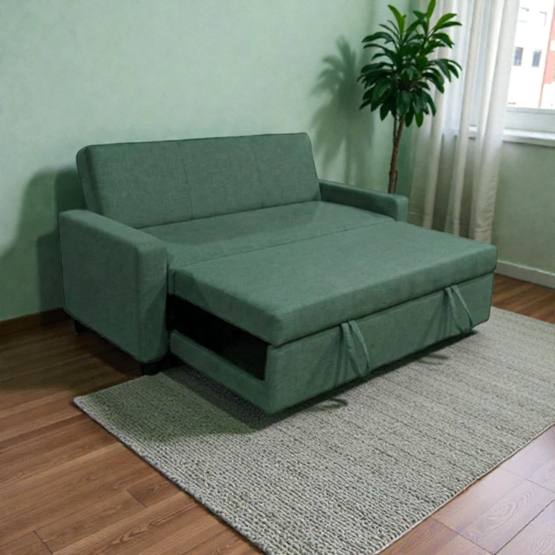 SOFA CAMA MILANO TRES POSICIONES LINO VERDE - 1