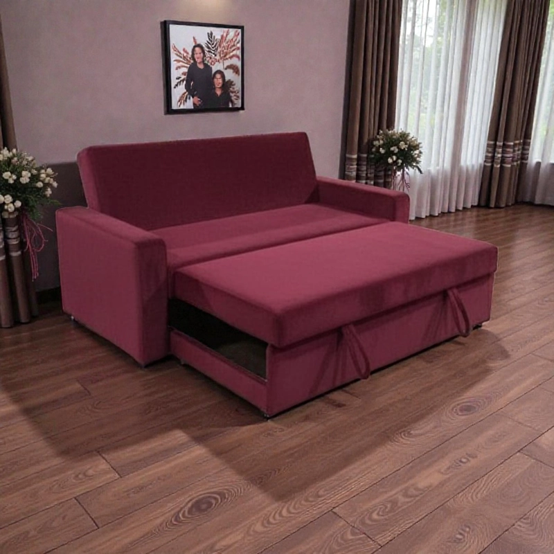 SOFA CAMA MILANO TRES POSICIONES FELPA BURDEO - 1